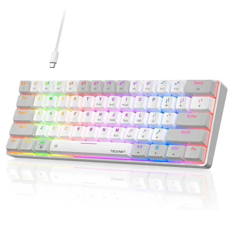 TECKNET 60% Mechanical Gaming Keyboard RGB Wired Red Switch TK-KB012