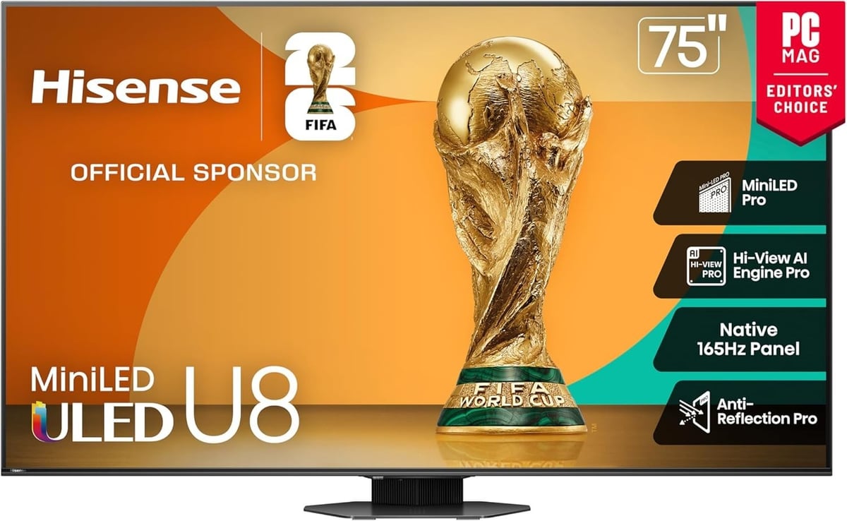 Hisense 75" Class U8 Mini-LED ULED 4K UHD Google Smart TV (75U8QG, 2025 Model) -