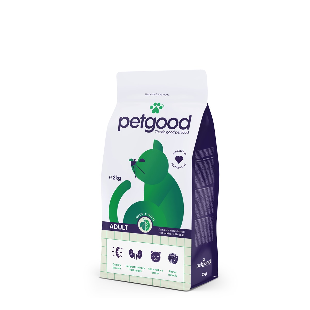 2 kg Insektsbaserad kattmat, premium helfoder/torrfoder/kattfoder för vuxna katter