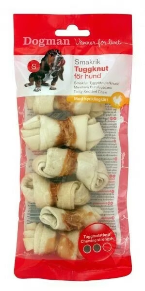 Tuggknutar med kyckling 6p Vit S 6cm