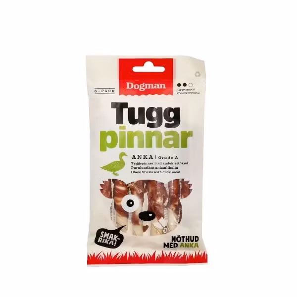 Tuggpinnar med anka 6p Vit S 12cm