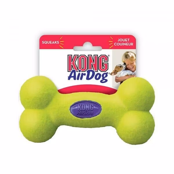 KONG Leksak AirDog Squeaker Bone Gul