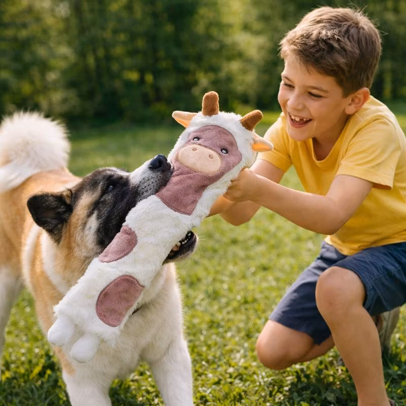 Ko, plysch, återvunnen, 51 cm