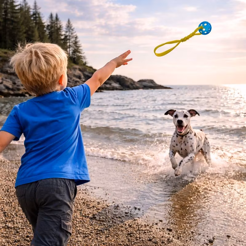 Bungee Tugger med boll, ø 9/48 cm, petrol/lime