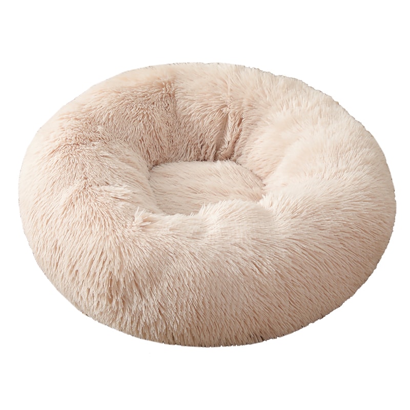 Fluffig Hundbädd Motverkar Stress och Oro - Mysig Hundsäng - Beige, 40cm