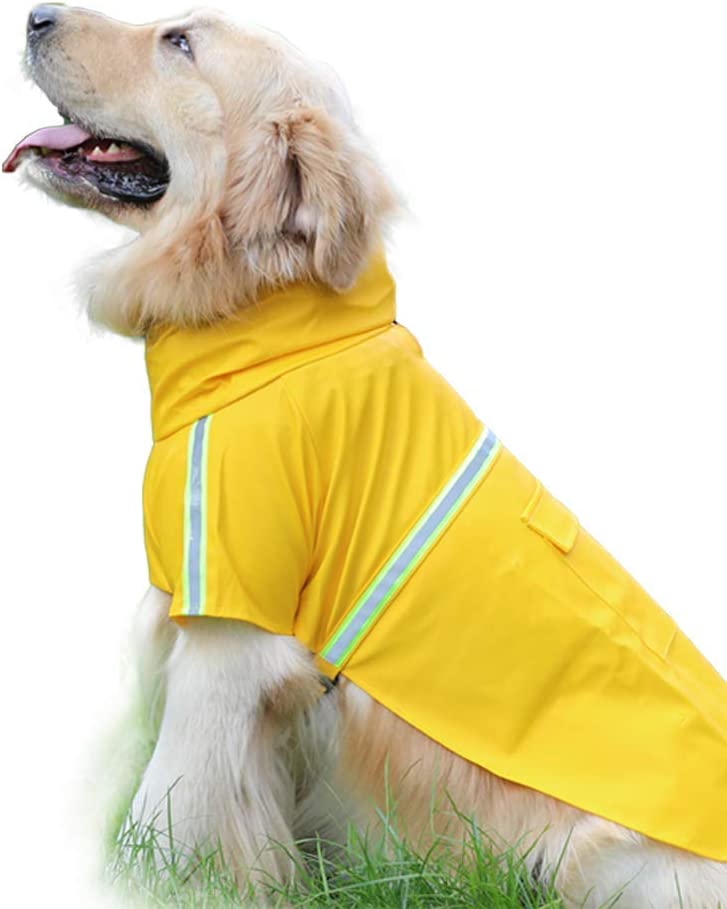 Hundregnrock med Reflexband - Regnjacka för Hund - XXL, Gul