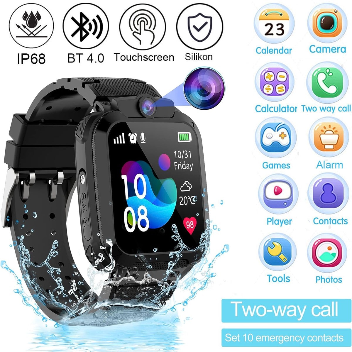 Kids Smart Watch with LBS Tracker Phone Call Voice Chat SOS HD Camera Alarm NEW