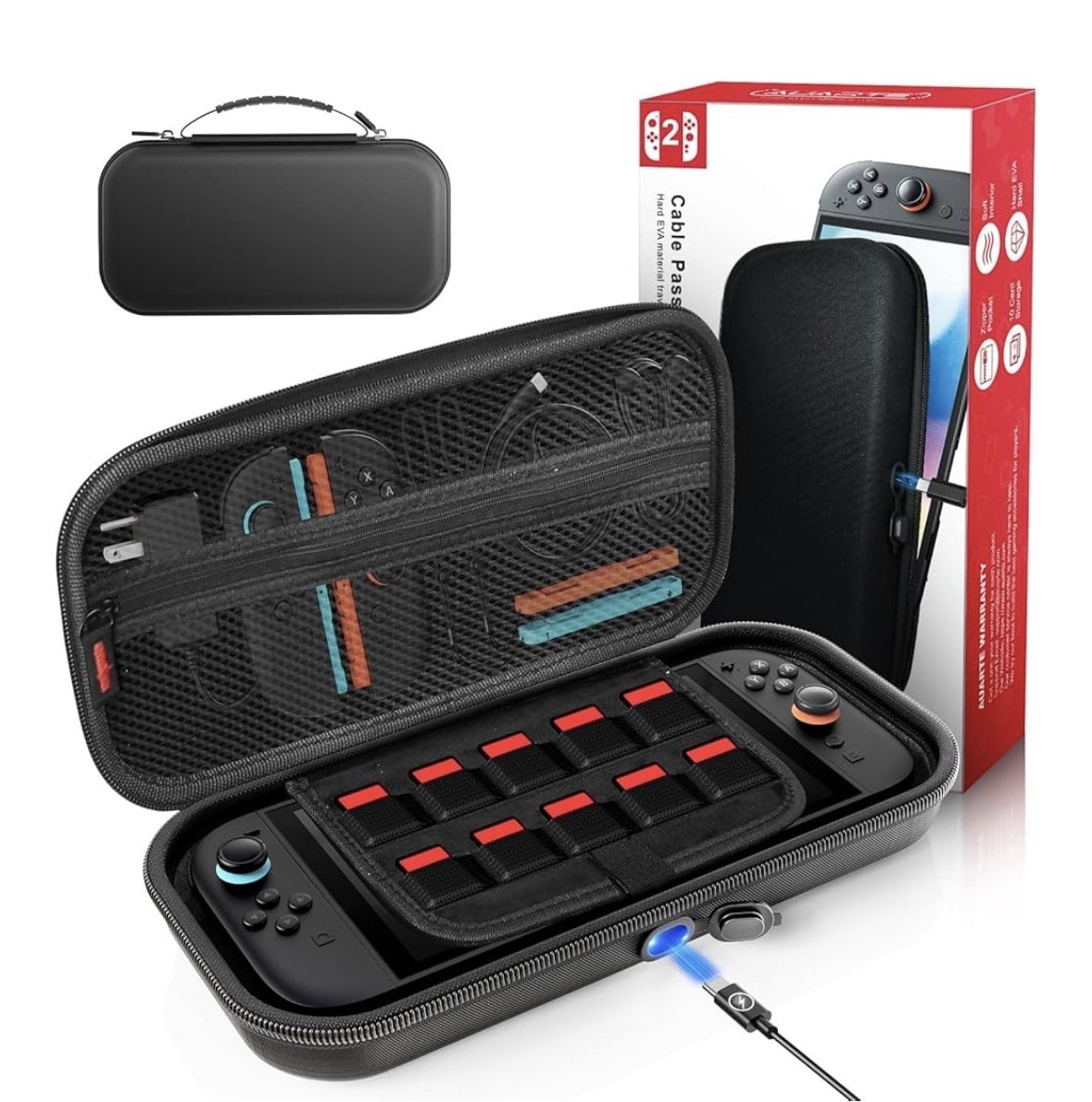 Case for Nintendo Switch 2 2025, Portable Travel Carry Case with Charging Hole