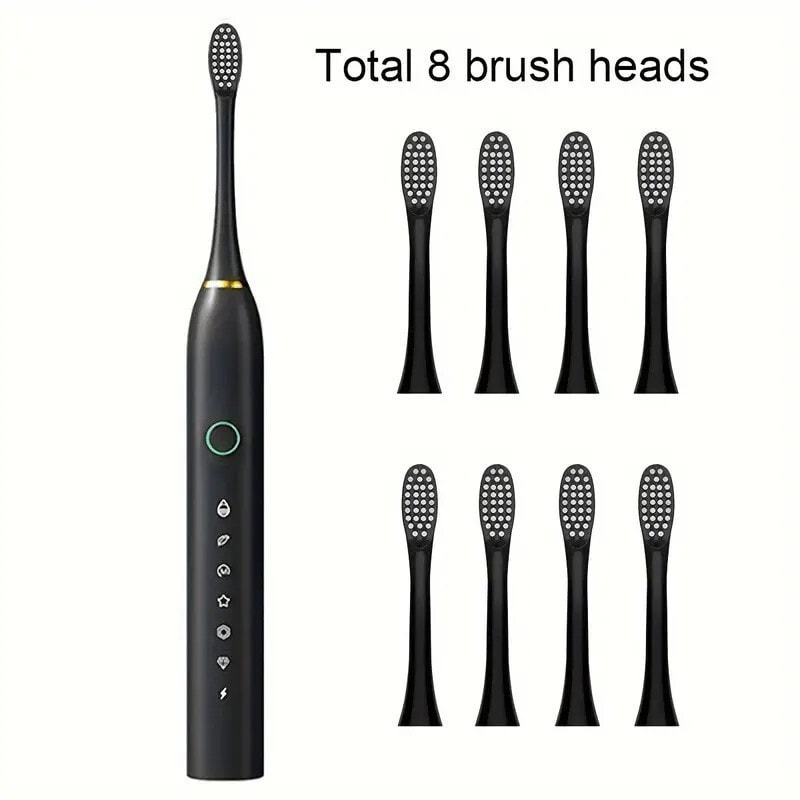 Sonic Electric Toothbrush Clean Teeth Rechargeable 5 Modes 4/8x Heads Uk