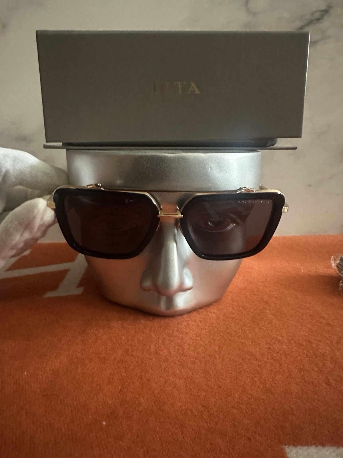 Dita Mach Seven Square Sunglasses DTS412-A-01 Yellow Gold Matte Black
