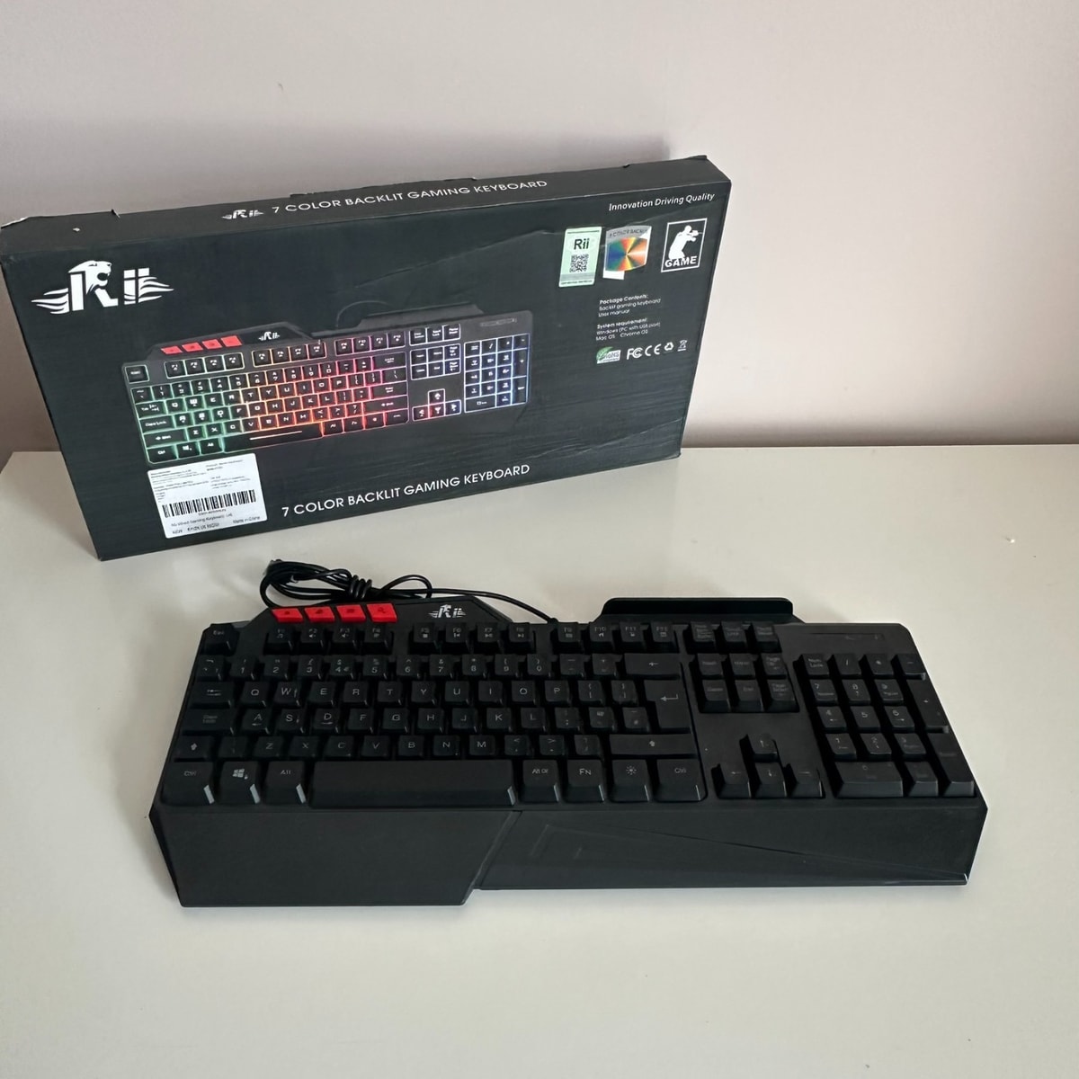 Rii RK202 Gaming Keyboard,Led Rainbow Backlit Light up Keyboard