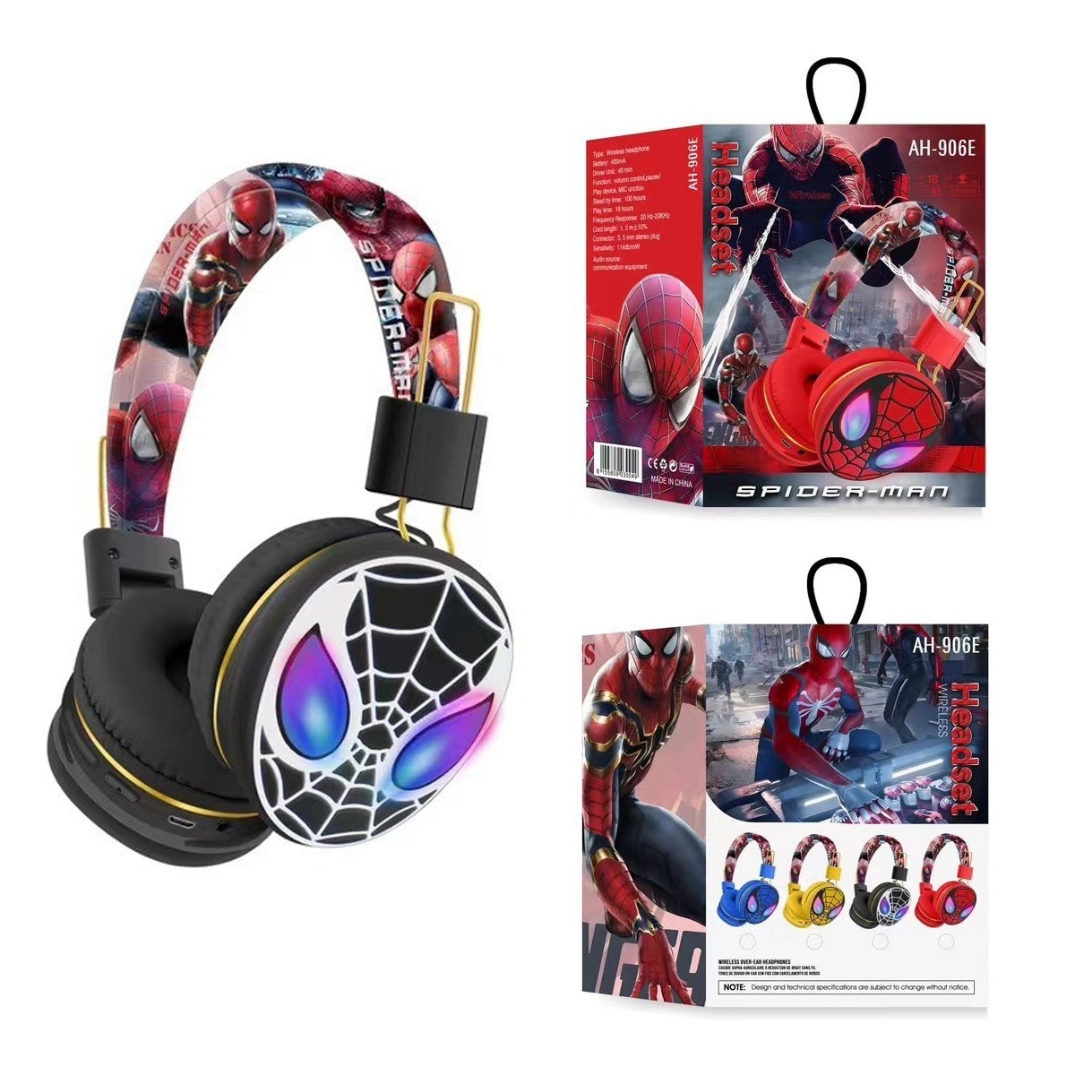 Wireless Headphones Headset Super Hero Spider Man Bluetooth Soft Earphone Kids