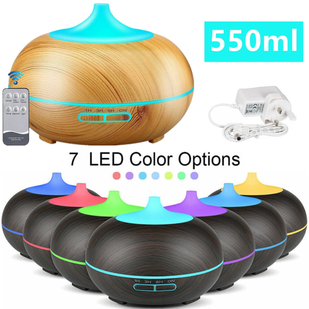550ml Essential Oil Aroma Diffuser Mist Humidifier Air Purifier Ultrasonic LED