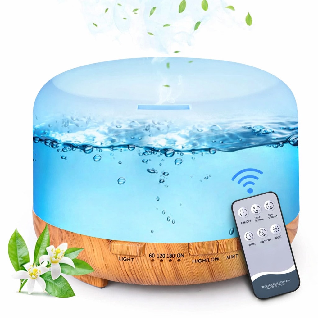 500ML LED Essential Oil Diffuser Aromatherapy Ultrasonic Humidifier Air Purifier