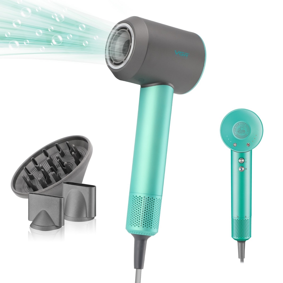 VGR Hair Dryer Ionic Lightweight Powerful Fast Drying Diffuser Curly alike dyson