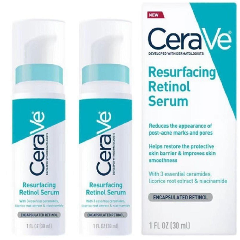 2x CeraVe Resurfacing Retinol Serum, Brightening Facial Serum with Retinol 30ml