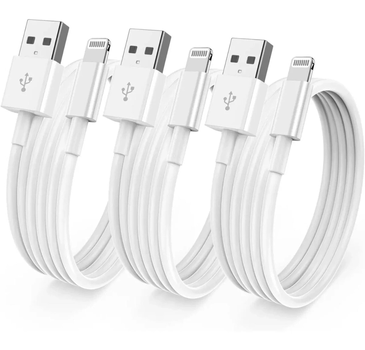 iPhone Charger (3 Pack) Apple Cable USB Lead 5 6 7 8 X XS XR SE 11 12 13 14 1m2m