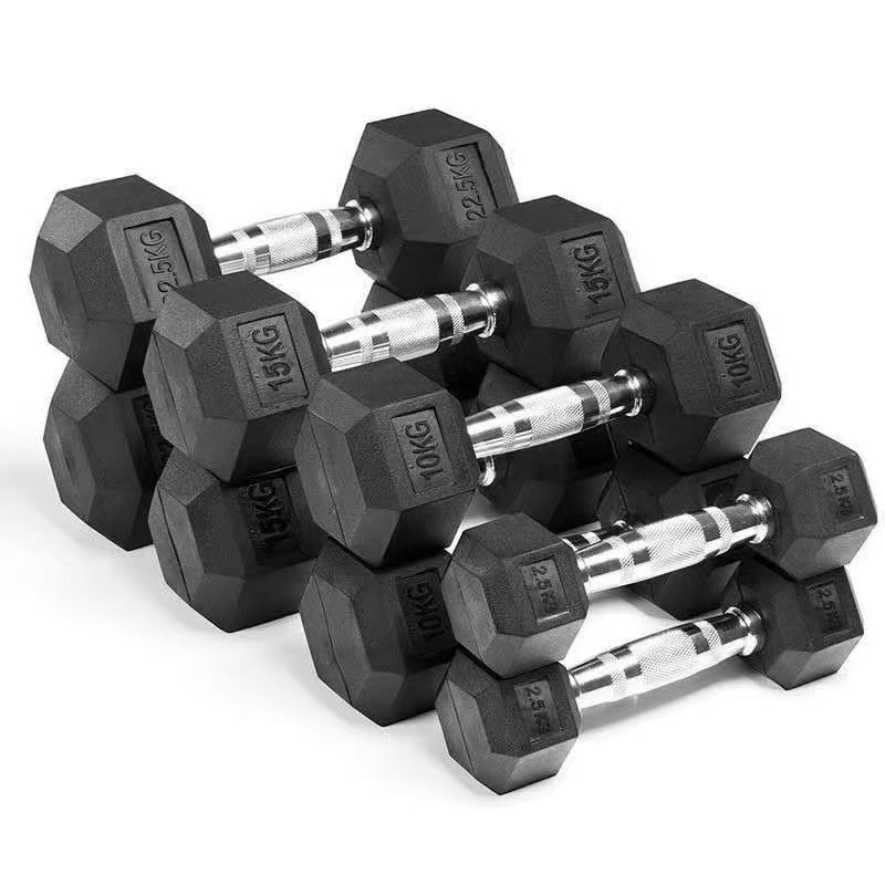 Hex Dumbbells Set Rubber Coated Hand Weights Gym Fitness Training 2.5kg - 15kg