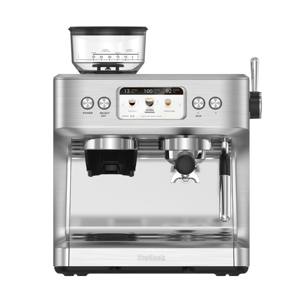 ProCook Barista Elite Bean to Cup Espresso Coffee Machine 9629 Stainless Steel