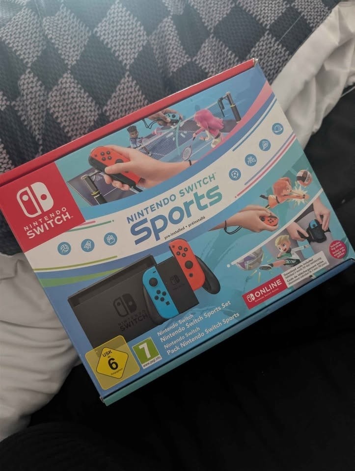 Nintendo Switch Sports Console Bundle Neon Blue/Red + Extra Games Little Friends