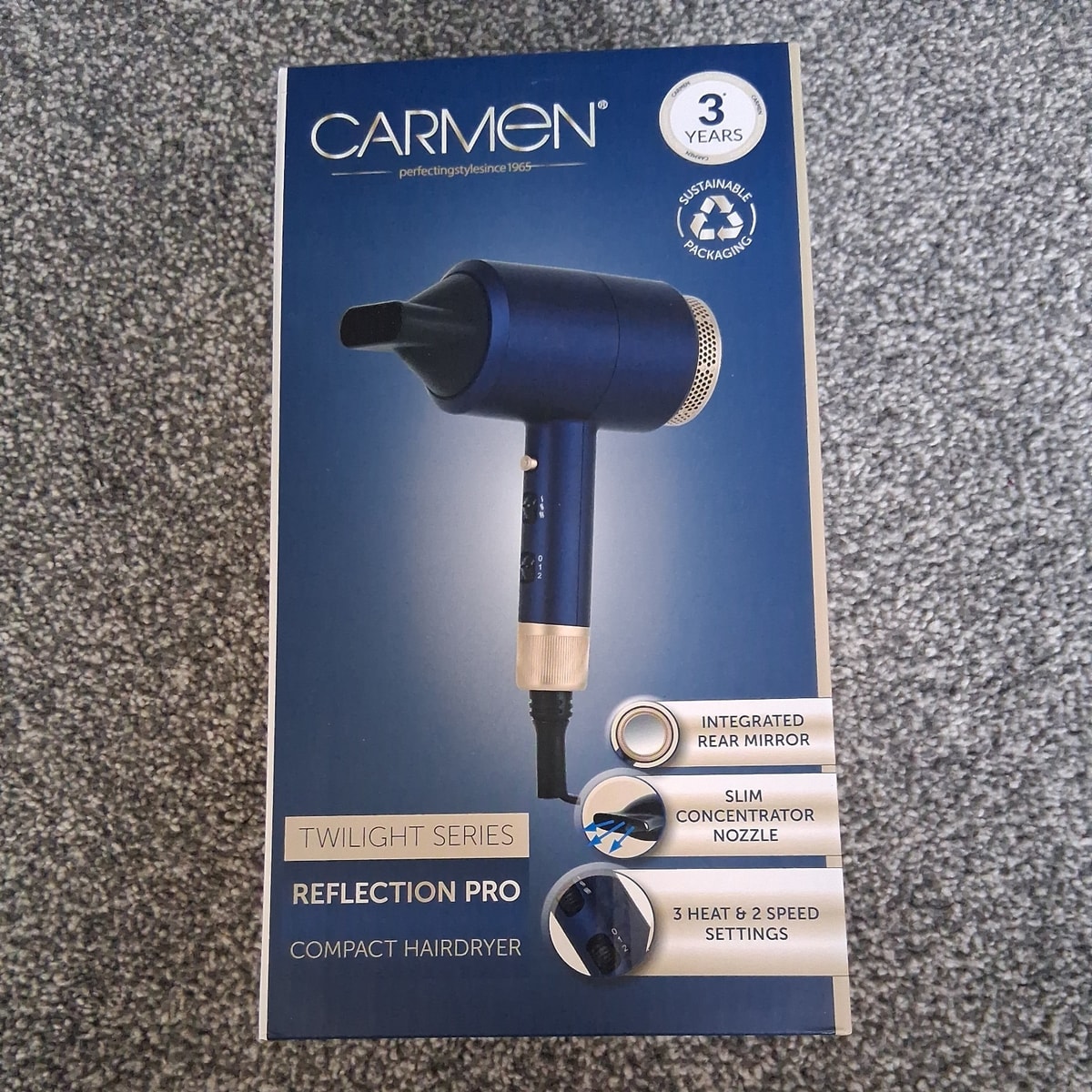 Carmen Twilight Series Reflection Pro Compact Hairdryer 1800w Rear Mirror