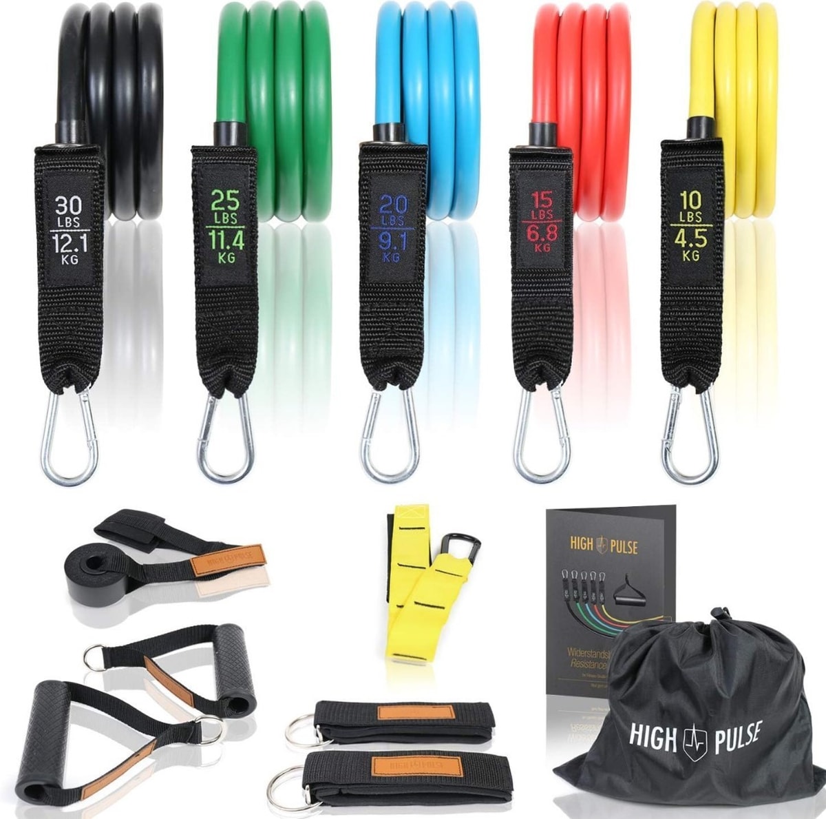 Resistance Bands Set with Handles Home Gym Workout Fitness Tubes Yoga Training