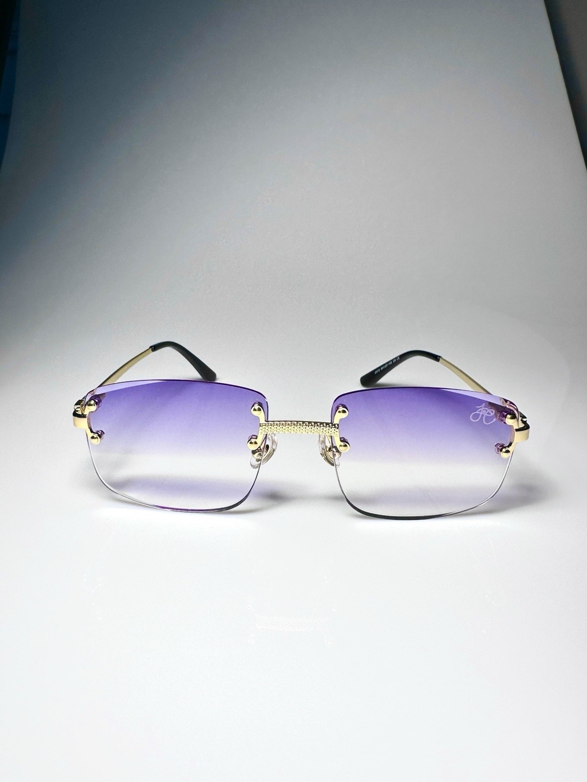 Rimless Sunglasses Purple Unisex Women Men UV400 Shades Eyewear