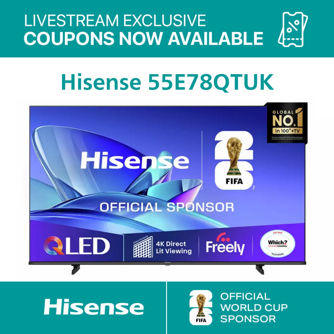 Hisense 55 Inch Smart 4K UHD HDR QLED Freely TV - 55E78QTUK