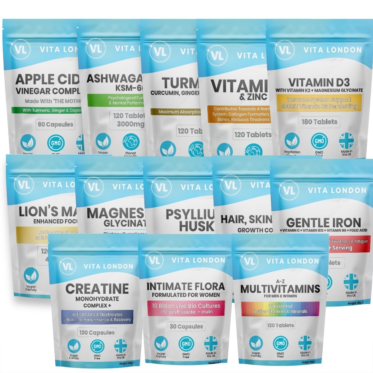 Vita London - Vitamins Minerals Supplements High Strength Vegan Tablets Capsules