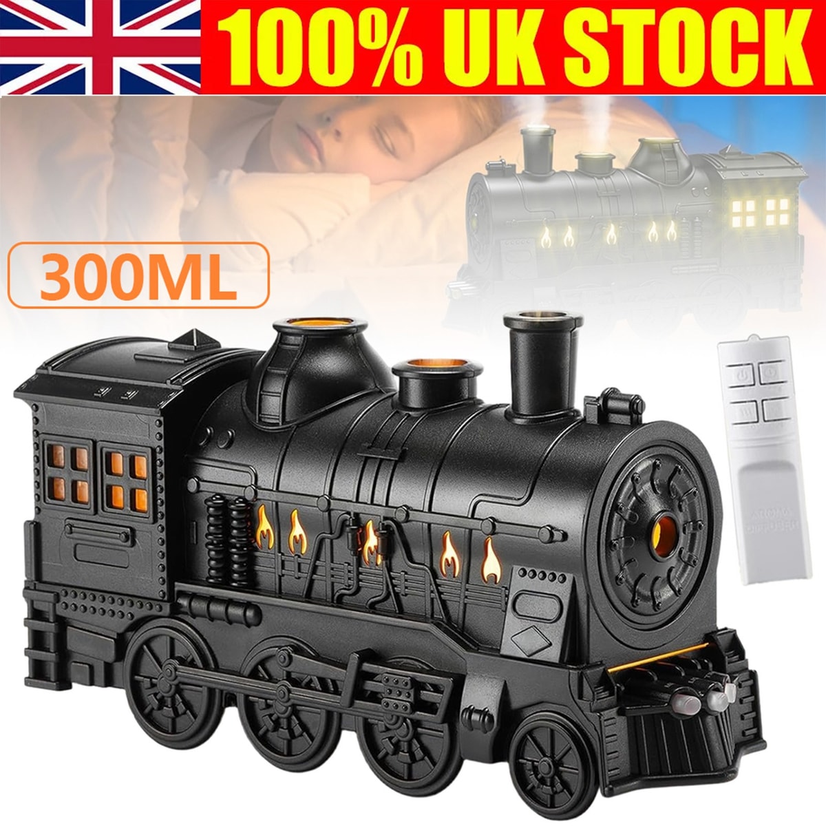 Essential Oil Diffuser 300ML Train Cool Mist Humidifier Quiet with 2h/8h Timer