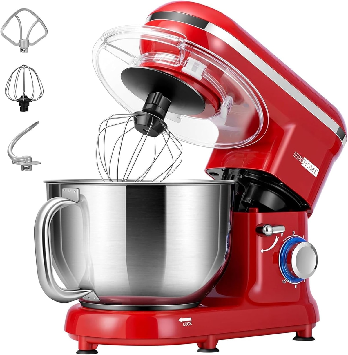 2 in 1 Mixer, 1500W Stand Mixer 5.7L Tilt-Head Kitchen 10 Speed Electric food M