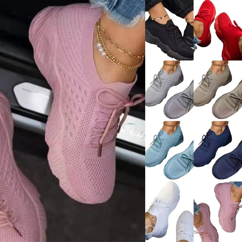 Womens Ladies Running Trainers Slip On Sports Sneakers Mesh Comfy Gym Shoes Size