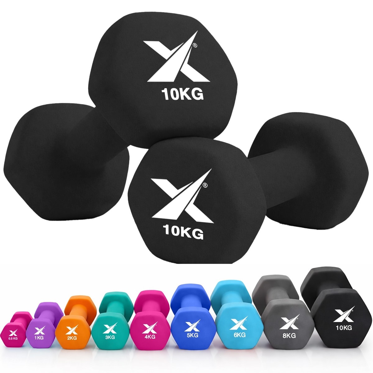 XN8 Neoprene Dumbbells Weights Iron Hand Pair Aerobic Workout Fitness Home Gym