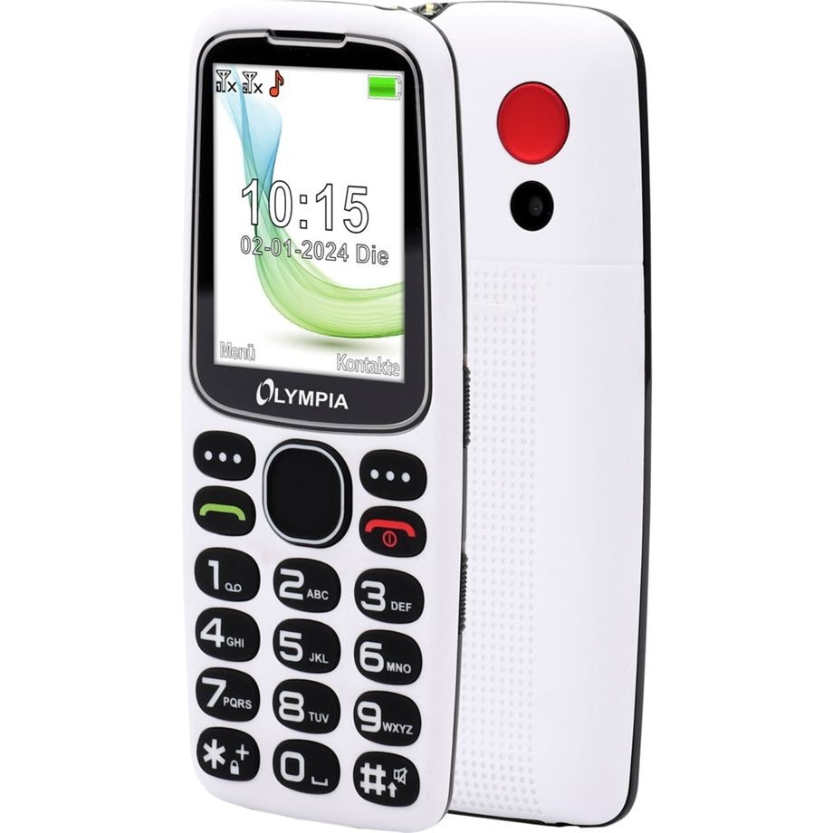 Olympia Mobile Phone Star Large Buttons White Cell Phones 6.1 cm GSM 2244