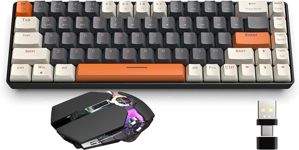 K68 Wireless Mechanical Gaming Keyboard Mouse Bluetooth USB C Recevier Hot Swapp