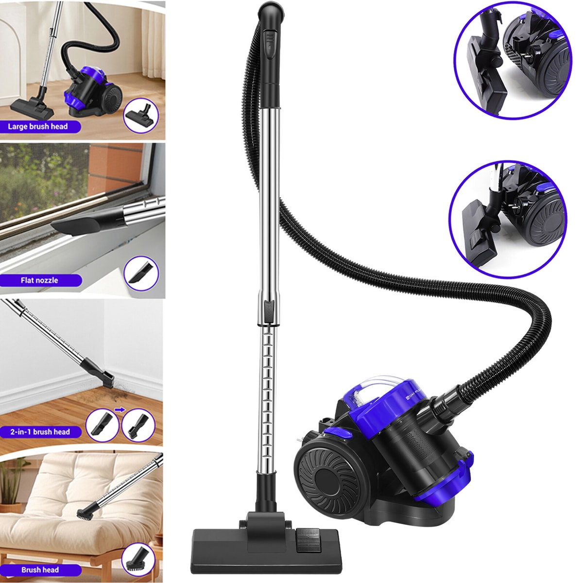 3000W Bagless Compact Cylinder Vacuum Cleaner Hoover 1.5L 30Kpa Power