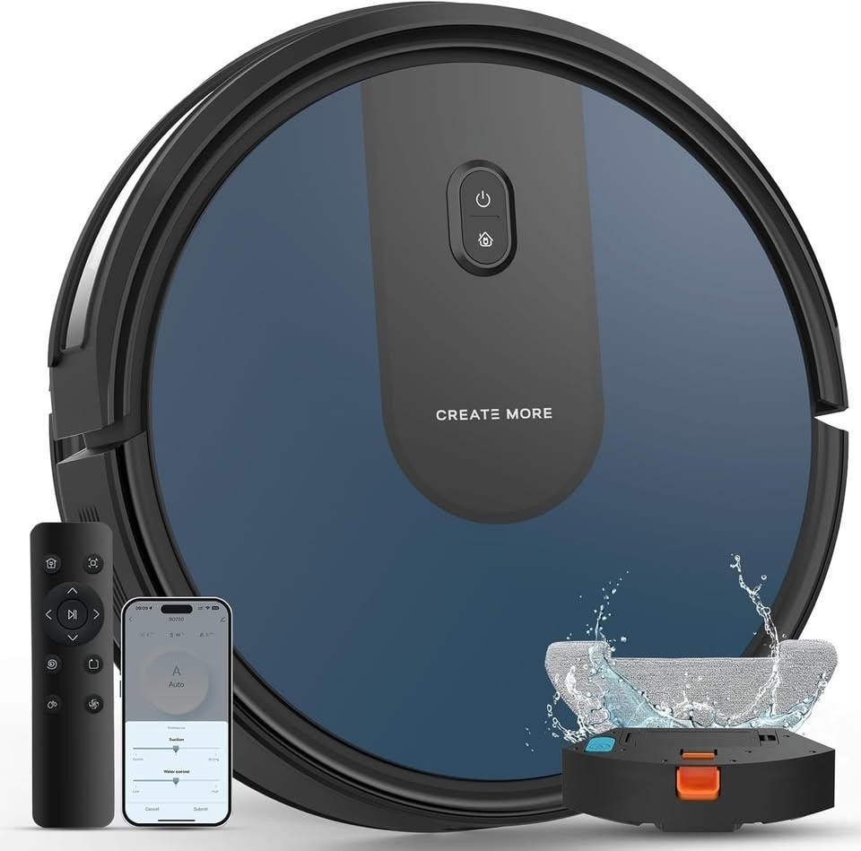 Robot Vacuum Cleaner with Mop, 3-in-1 Robotic Vacuums, 5000Pa Strong Suction