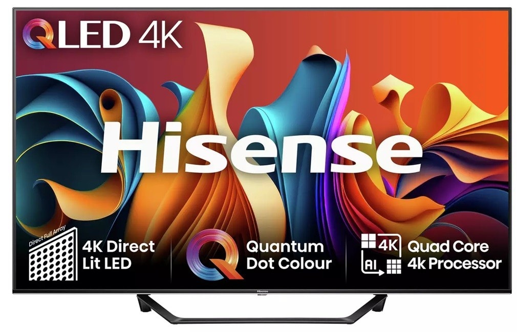 Hisense QLED 4K 55 Inch Smart TV 55A7QTUK HDR UHD Freely TV Black