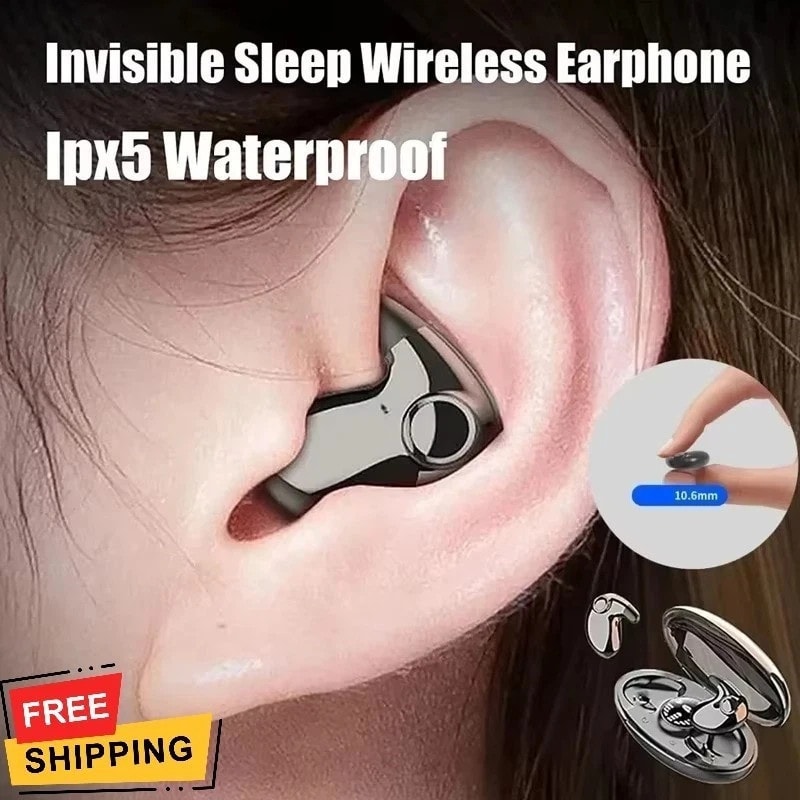 Invisible Sleep Wireless Earphone IPX5 Waterproof Double Noise Cancelling