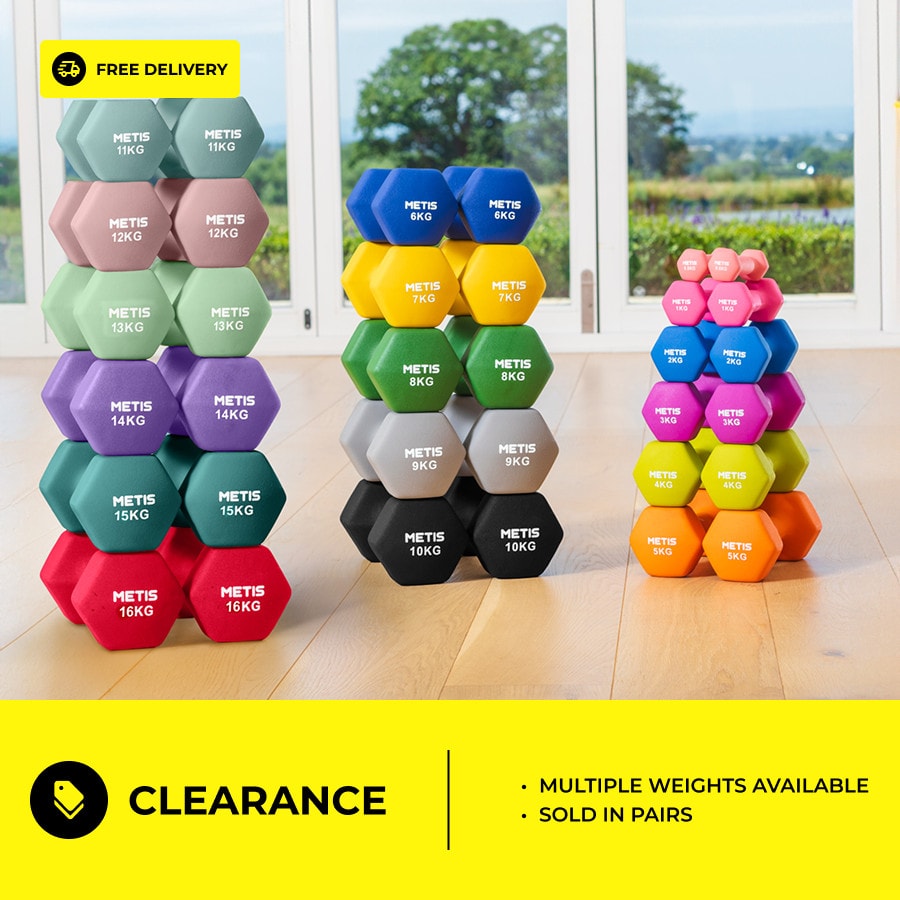 *CLEARANCE* METIS Neoprene Hex Dumbbells [Pair] - Fitness Weights Gym/Home