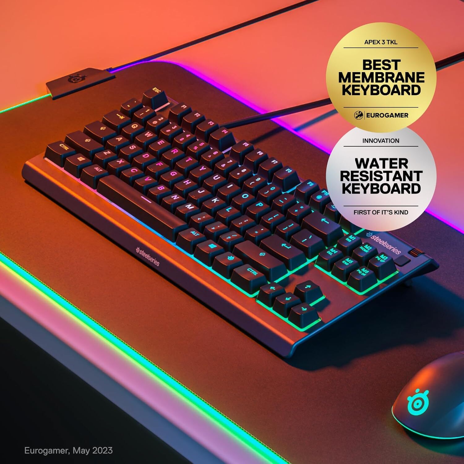 Steel Series Apex 3 TKL Wired Gaming Keyboard RGB IP32 Anti Ghosting Quiet