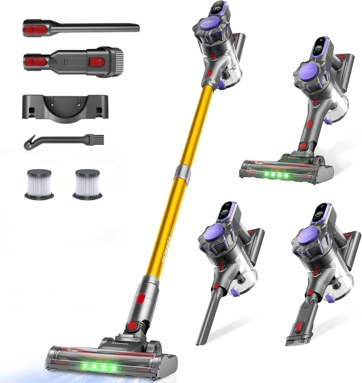Cordless Vacuum Cleaner, 45KPA 6-In-1 Stick Vacuum, up to 45Mins Runtime Lig