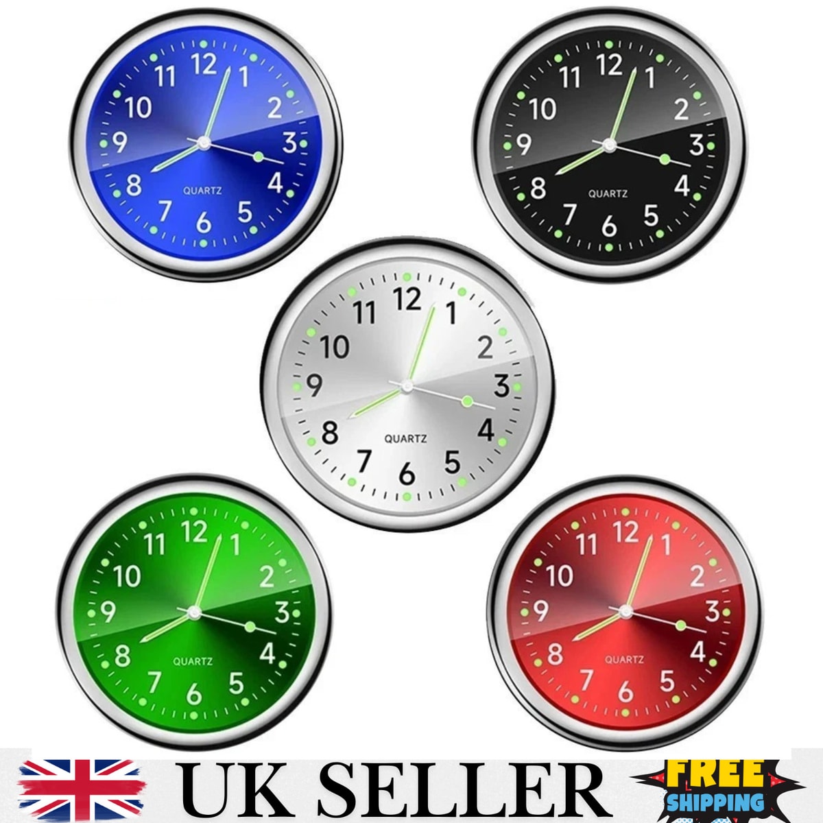1× Mini Car Dashboard Clock Stick-On Watch Accessories For Truck Boat Vehicle UK