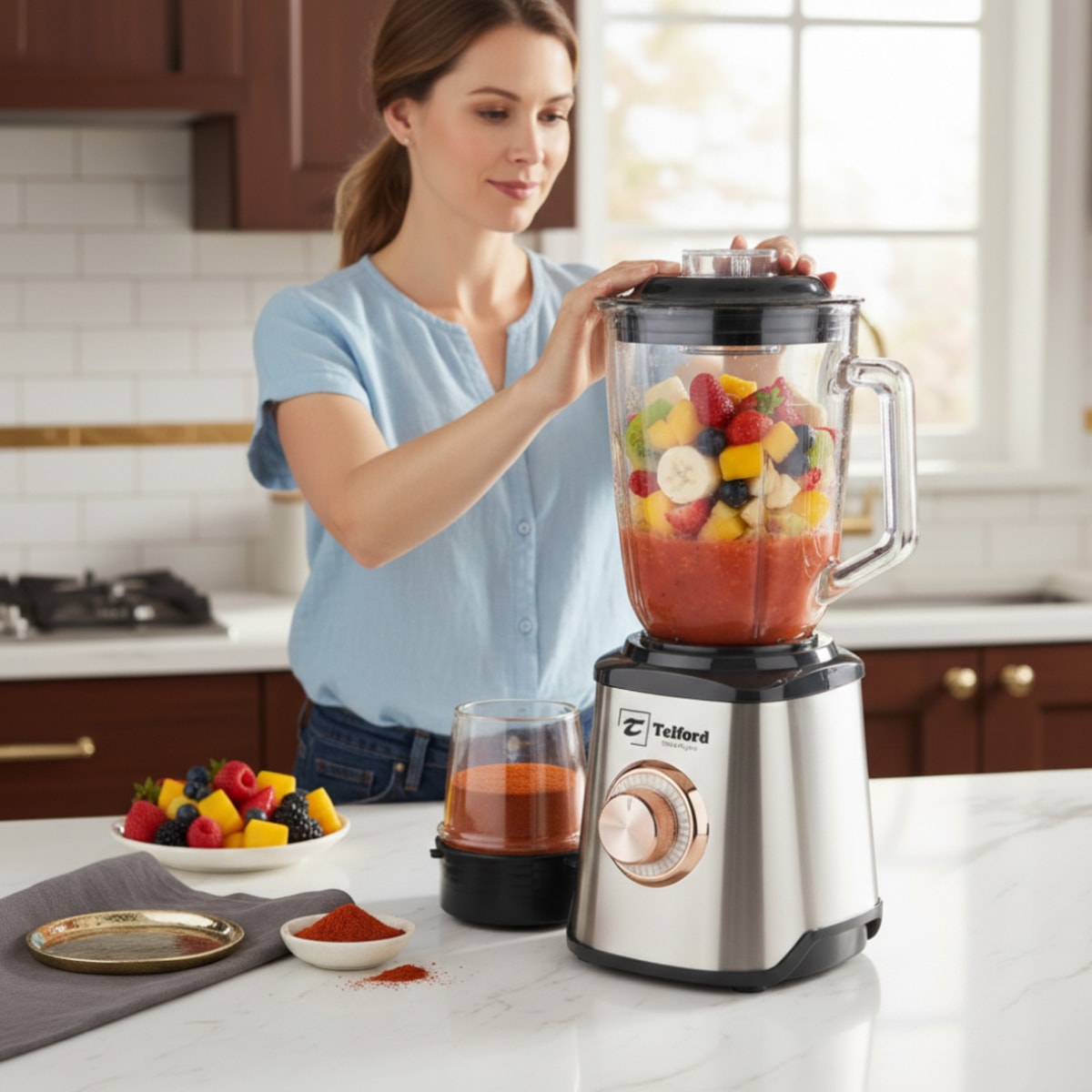 Table Blender Glass 2 in 1 Smoothie Maker Juicer Ice Crusher and Grinder 700Watt