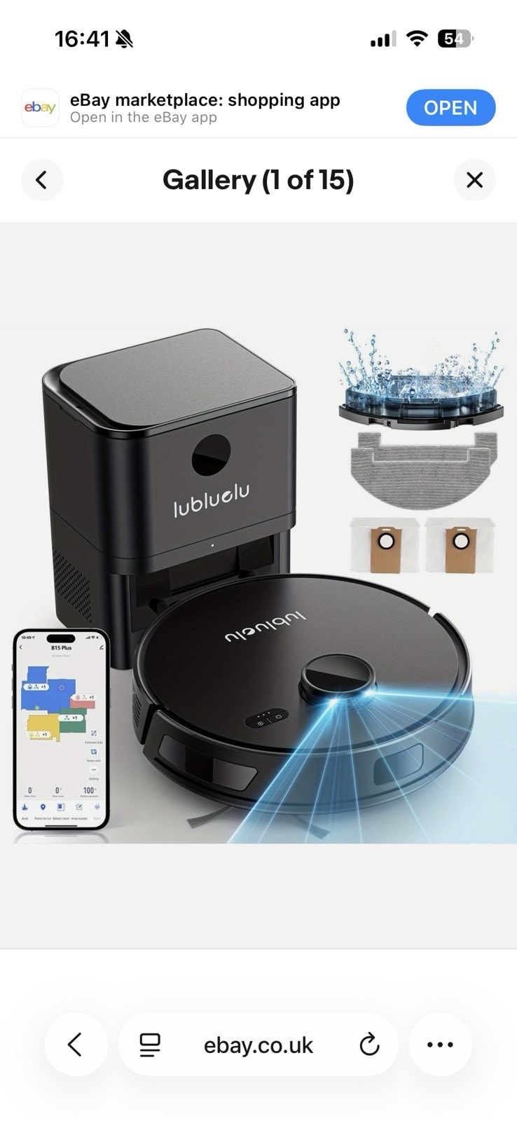 Lubluelu L15 Plus Laser Robot Vacuum Cleaner with Mop & 2L Self-Empty Station