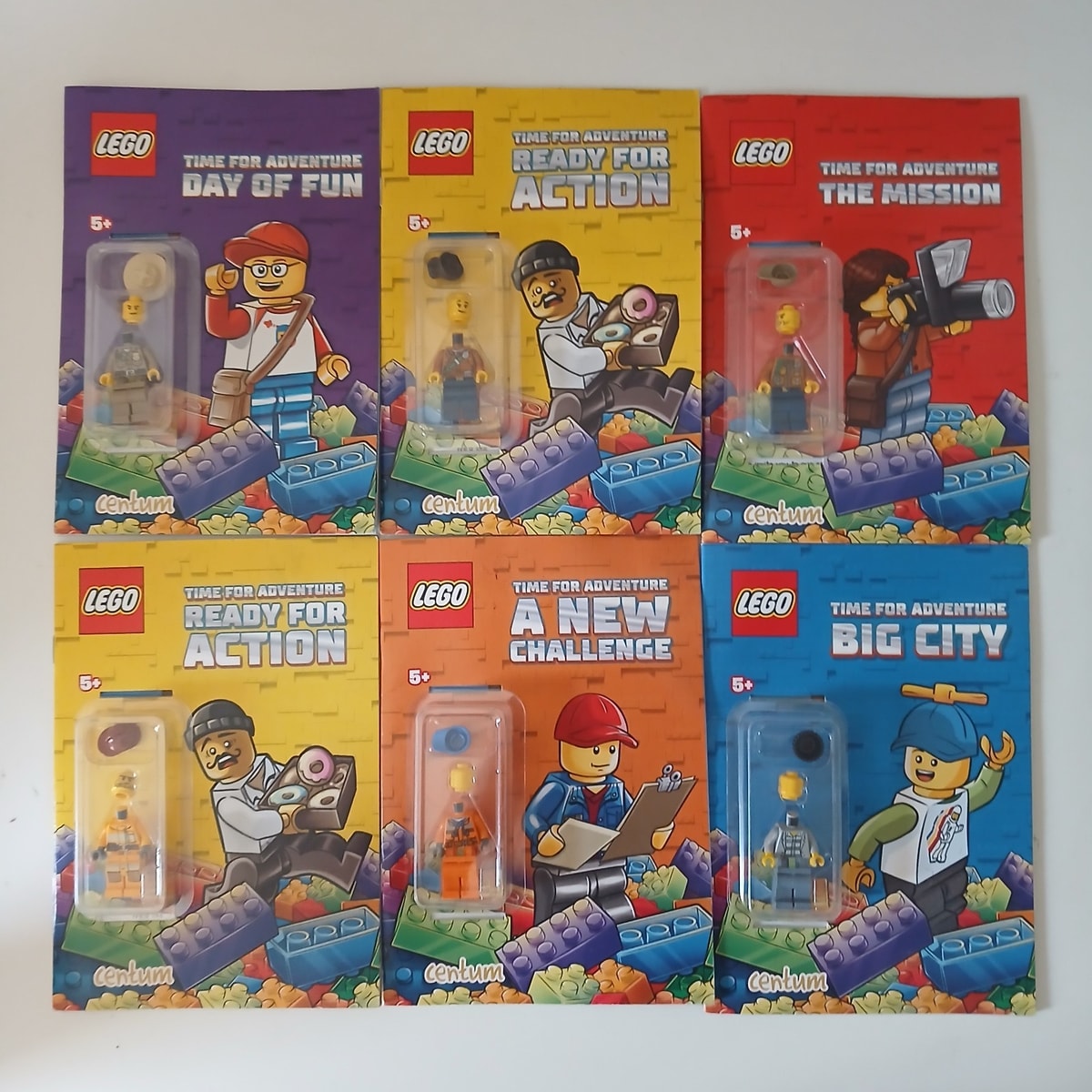 LEGO City Time For Adventure Books Lot Of 6 With Minifigures Centum Activity