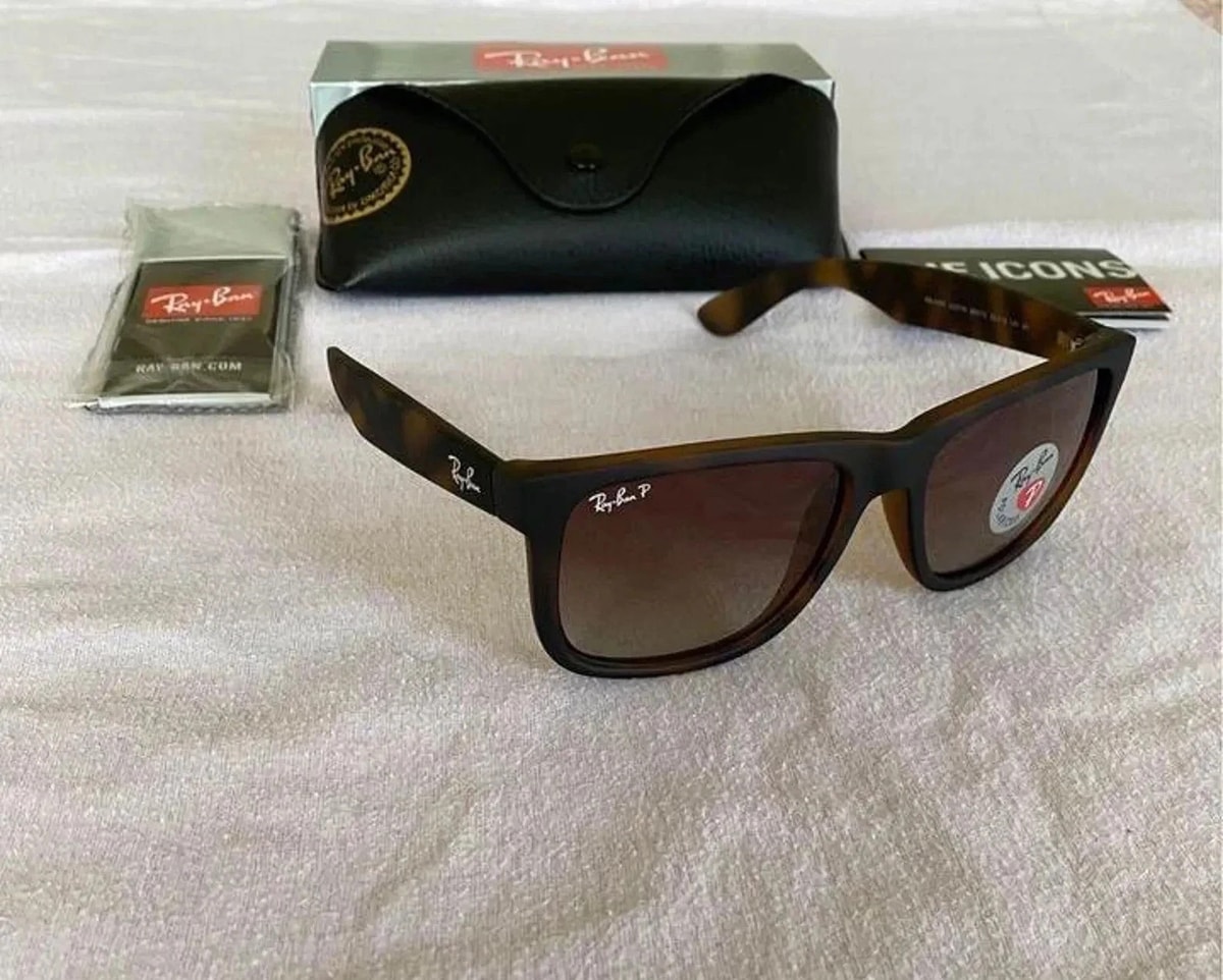 Ray-Ban Polarised Sunglasses JUSTIN MATTE HAVANA RB4165 865/T5 - 54mm