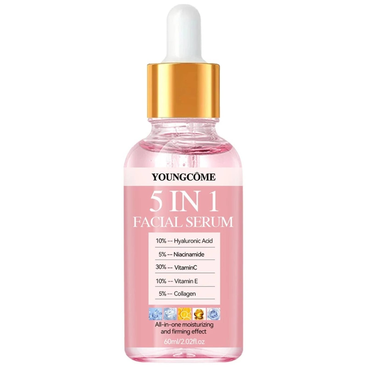 5 In 1 Vitamin C Serum for Face with Hyaluronic Acid Collagen Skin Brightening