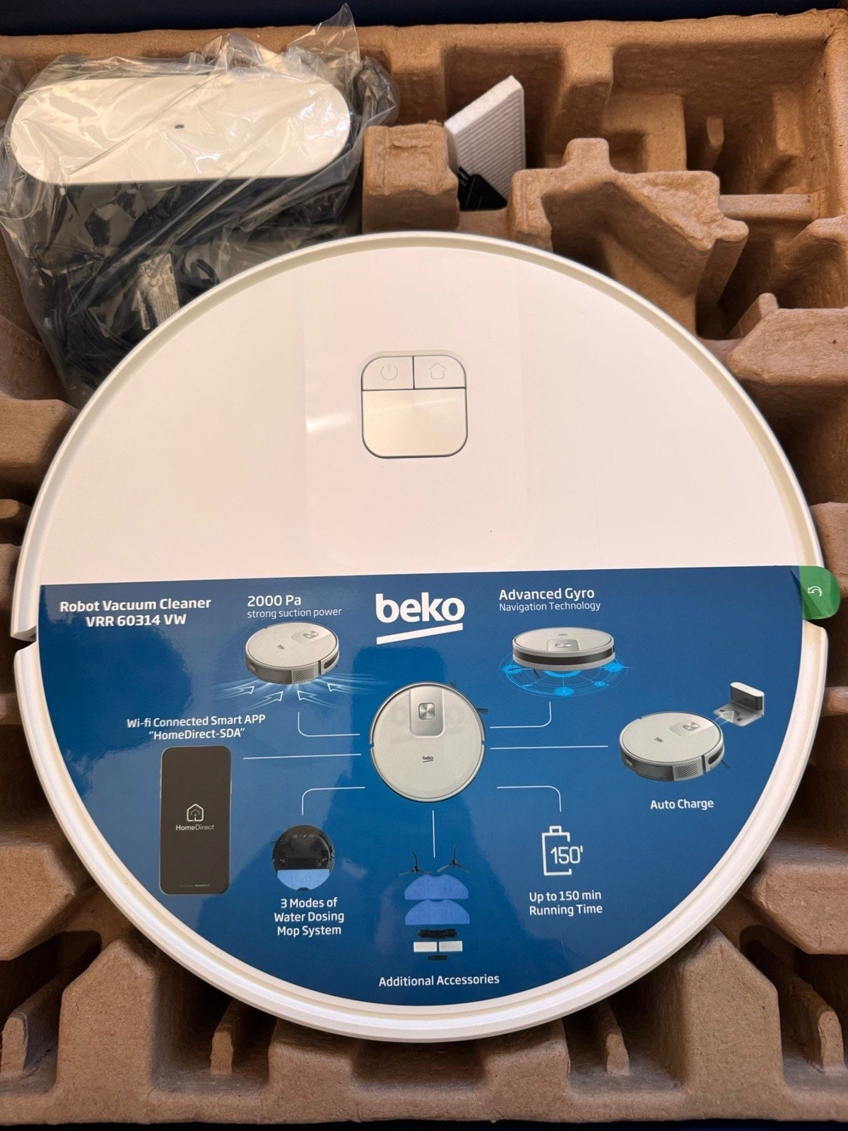 Beko VRR60314VW Smart Robot Vacuum Cleaner WiFi App Control read description