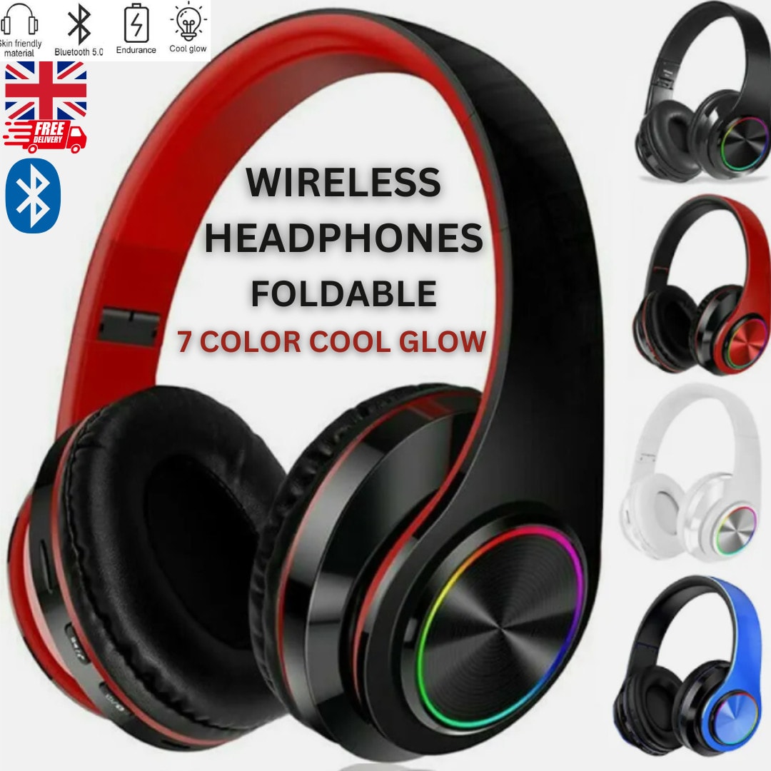 Wireless Bluetooth Headphones Over-Ear Noise Canceling All Devices UK